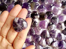 Load image into Gallery viewer, Loveliome 4 Pcs Natural Amethyst Love Heart Pocket Stone Healing Chakra Worry Stone(1 Inch)
