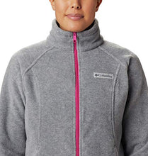 Load image into Gallery viewer, Columbia womens Benton Springs Full Zip Fleece Jacket, Light Grey Heather/Fuchsia, X-Large US
