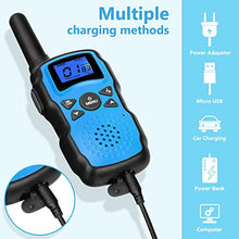 Load image into Gallery viewer, Wishouse 2 Rechargeable Walkie Talkie for Kids with Charger Battery,Family Walky Talky for Adult Cruise Ship, Outdoor Camping Hiking Fun Toys Birthday Xmas Gift for Girls Boys Blue
