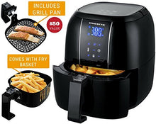 Load image into Gallery viewer, Ovente Electric Air Fryer 3.2-Quart for Grilling Roasting with Digital LED Touch Display Non-Stick Fry Basket &amp; Pan, 1400 Watt Power Air Oven &amp; Oilles Cooker with Temperature Control, Black FAD61302B
