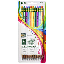 Load image into Gallery viewer, Ticonderoga X13910 Striped Wood-Cased Pencils, 2 HB Soft, Pre-Sharpened, 10 Count, Assorted Colors
