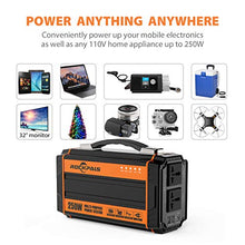 Load image into Gallery viewer, Rockpals 250-Watt Portable Generator Rechargeable Lithium Battery Pack Solar Generator with 110V AC Outlet, 12V Car, USB Output Off-grid Power Supply for CPAP Backup Camping Emergency
