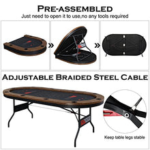 Load image into Gallery viewer, PEXMOR Foldable 10 Player Poker Table, Folding Blackjack Casino Card Game Table with Stainless Steel Cup Holders &amp; Padded Rails, Portable Texas Holdem Poker Table

