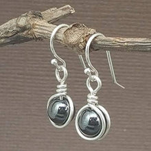 Load image into Gallery viewer, Hematite Gemstone Minimal Drop Earrings - 925 Sterling Silver
