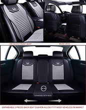 Load image into Gallery viewer, OASIS AUTO Leather&amp;Fabric Car Seat Covers, Faux Leatherette Automotive Vehicle Cushion Cover for Cars SUV Pick-up Truck Universal Fit Set Auto Interior Accessories (OS-008 Full Set, Gray)
