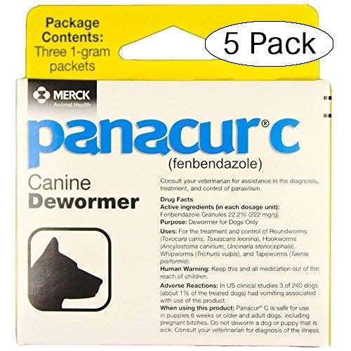 Panacur C Canine Dewormer Dogs 1 (3 Packets) Gram Each Packet Treats 10 lbs (Fivе Расk, Yellow)