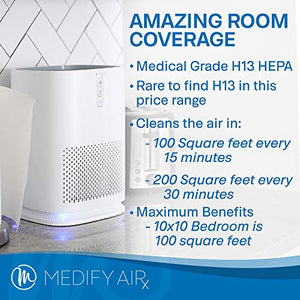 Medify MA-14W2 Medical Grade Filtration H13 HEPA Air Purifier for 200 Sq. Ft. (99.9%) Allergies, dust, Pollen, Perfect for Office, bedrooms, dorms and Nurseries - White, 2-Pack