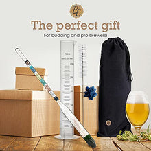 Load image into Gallery viewer, Brewer&#39;s Elite Hydrometer &amp; Test Jar - for Home Brew Beer, Wine, Mead and Kombucha - Deluxe Triple Scale Set, Hardcase and Cloth - Specific Gravity ABV Tester
