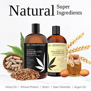 Hair Growth Shampoo and Conditioner Set for Thinning Hair and Hair Loss for Men and Women 18 oz - Hemp Oil, Biotin, Natural and Organic Ingredients - Hair Thickening and Volumizing