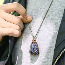 Load image into Gallery viewer, Real Raw Sapphire Pendant Necklace - Natural Blue Crystal Gemstone Virgo September Birthstone - 24 Inch - Unisex Birthday Gifts Anniversary Men Women Jewelry
