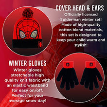 Load image into Gallery viewer, Marvel Spider-Man Kid’s Winter Hat and Snow Gloves for Boys and Toddlers, 2 Pc. Set, Pom-Pom Beanie with Warm Mittens
