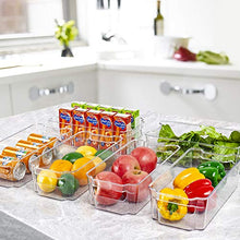 Load image into Gallery viewer, HOOJO Refrigerator Organizer Bins - 8pcs Clear Plastic Bins For Fridge, Freezer, Kitchen Cabinet, Pantry Organization and Storage, BPA Free Fridge Organizer, 12.5" Long
