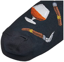 Load image into Gallery viewer, Hot Sox mens Conversational Slack Crew Dress Sock, Cognac and Cigars (Black), Shoe Size 6-12 US
