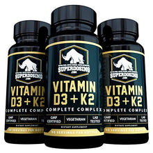 Load image into Gallery viewer, [270 Days] Best Value, Max Strength 10,000 iu Vitamin D3 and 1500 mcg Vitamin K2 Supplements. D3K2 Vegan Capsules for Bone and Heart Health. D3-K2 MK4 to Boost Immune System. Best K2D3 Vitamins 3pk
