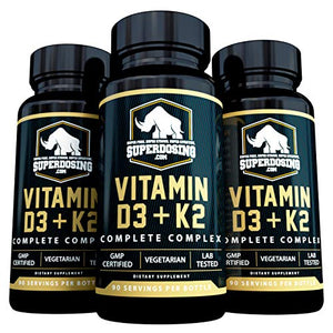 [270 Days] Best Value, Max Strength 10,000 iu Vitamin D3 and 1500 mcg Vitamin K2 Supplements. D3K2 Vegan Capsules for Bone and Heart Health. D3-K2 MK4 to Boost Immune System. Best K2D3 Vitamins 3pk