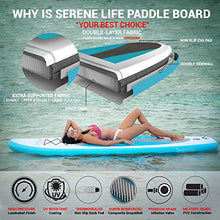 Load image into Gallery viewer, SereneLife Inflatable Stand Up Paddle Board (6 Inches Thick) with Premium Accessories &amp; CarryBag | Wide Stance, Bottom Fin for Paddling, Surf Control, Non-Slip Deck
