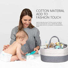 Load image into Gallery viewer, Newthinking Baby Diaper Caddy Organizer with Compartment, Soft Diaper Basket Made of Hand-Woven Rope, 100% Natural Cotton, Eco Friendly and Skin-Friendly (Light Grey)
