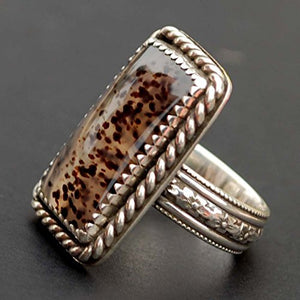 Gorgeous Montana Moss Agate 925 Sterling Silver Ring Handmade NEW - Beautiful Floral Design Shank