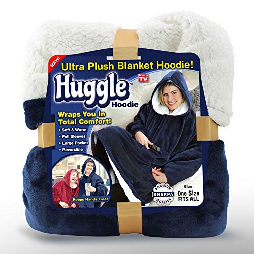 Ontel Huggle Hoodie - Hooded Robe Sweatshirt, Blue - As Seen on TV
