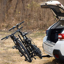 Load image into Gallery viewer, KAC Overdrive Sports K2 2” Hitch Mounted Rack 2-Bike Platform Style Carrier for Standard, Fat Tire, and Electric Bicycles – 60 lbs/Bike Heavy Weight Capacity – Smart Tilting – RV Use Prohibited
