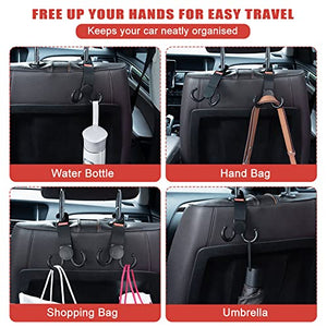 4Pcs Car Headrest Hooks - Car Hooks for Purses and Bags - Double-Hook Design Car Seat Hooks Handbag Hook Holder Car Hook Holder for Purses Bags Umbrellas Outerwear Bottle