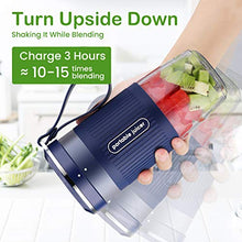 Load image into Gallery viewer, Portable Blender Mini Personal Blender, Godmorn Juicer Smoothie Blender Smoothie Maker Cordless Small Juicer Cup Mixer, USB Rechargeable BPA Free,10oz/300ml, Home Outdoor Travel Office, Blue
