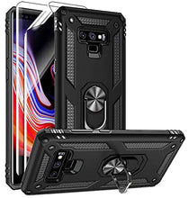 Load image into Gallery viewer, Samsung Note 9 Phone Case, Galaxy Note 9 Case with 3D PET Screen Protector, Androgate Military-Grade Ring Holder Kickstand Car Mount 15ft Drop Tested Shockproof Cover Case for Galaxy Note 9, Black
