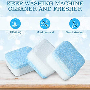 CAMTOA Solid Washing Machine Cleaner Effervescent Tablet Washer Cleaner Eco-Friendly Deep Cleaning Detergent with Triple Decontamination for Front Load and Top Load Washers （12 PCS）