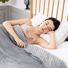 Load image into Gallery viewer, BUZIO Weighted Blanket 4 Piece Set with 2 Removable Duvet Covers &amp; 1 Weighted Sleep Mask, Heavy Blanket for Hot &amp; Cold Sleepers - Kids or Adults (60 x 80 inches - 15 lbs, Grey)
