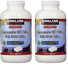 Load image into Gallery viewer, Kirkland Signature Extra Strength Glucosamine HCI 1500mg, With MSM 1500 mg, 375-Count Tablets (Multi Pack of 2)
