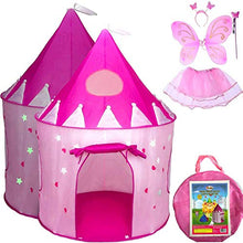 Load image into Gallery viewer, 5-Piece Princess Castle Girls Pop Up Play Tent &amp; Dress Up Costume Bundle - Playhouse Gift for Girls &amp; Toddler for Indoor &amp; Outdoor Use with Pink Fairy Tale Carrying Bag &amp; Glow in The Dark Stars
