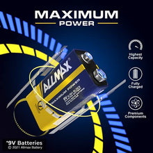 Load image into Gallery viewer, Allmax 9V Maximum Power Alkaline Batteries (12 Count) – Ultra Long-Lasting 9V Battery, 7-Year Shelf Life, Leak-Proof, Device Compatible – Perfect for Smoke Detectors and Fire Alarms
