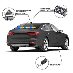 TeddyTT Emergency Strobe Lights Bar Directional Traffic Advisor Warning Strobe Flash Visor Lights for Vehicles Trucks Suction Bracket 27 Inch 6 Panel Led Wireless Remote Control (Blue/Amber)