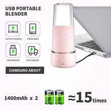 Load image into Gallery viewer, Personal Portable Blender for Shakes and Smoothies with Rechargeable USB, BPA Free, 11.8oz Bottle Cup Juicer
