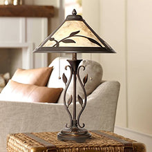 Load image into Gallery viewer, Feuille Rustic Table Lamp Metal Openwork Leaf Accents Mica Shade for Living Room Family Bedroom Bedside Nightstand - Franklin Iron Works
