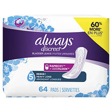 Load image into Gallery viewer, Always Discreet Incontinence Pads for Women, Heavy Absorbency, Long Length, 64 Count
