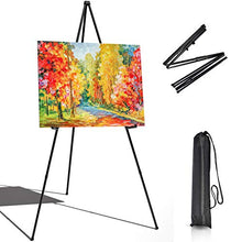 Load image into Gallery viewer, T-SIGN Instant Display Easel Stand - 63" Tripod Collapsible Portable Artist Floor Easel - Easy Folding Telescoping Adjustable Art Poster Metal Stand for Display Show
