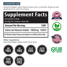 Load image into Gallery viewer, Nascent Iodine Supplement 400 Servings, Glass Bottle, Vegan, 1800 mcg - 600 mcg per Drop - Pure, Clear Color - Supports Thyroid Health, Energy, Immunity &amp; Metabolism (2 oz.)
