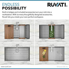 Load image into Gallery viewer, Ruvati 33-inch Workstation 60/40 Double Bowl Undermount 16 Gauge Stainless Steel Ledge Kitchen Sink - RVH8356

