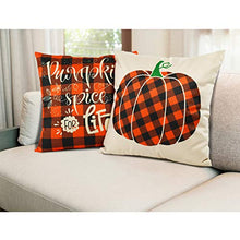 Load image into Gallery viewer, CandoCraft Thanksgiving Fall Throw Pillow Covers 18x18 Set of 4 Autumn Fall Home Decor Farmhouse Buffalo Plaid Pillow Covers Holiday Harvest Pumpkin Decorations
