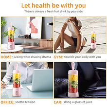 Load image into Gallery viewer, USB Rechargeable Portable Blender, 2020 Updated Personal Size Blender, Mini Blender for Smoothie Fruit Juice Milk Shakes,410ml, with Six Blades,for Sports,travel,gym,home and Office (pink).
