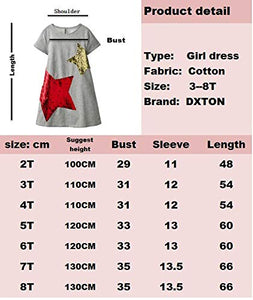 DXTON Little Girls Summer Short Sleeve Dresses Outfits for 3-8 Years SH7277 8T