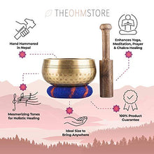 Load image into Gallery viewer, Tibetan Singing Bowl Set by Ohm Store — Meditation Sound Bowl Handcrafted in Nepal for Yoga, Chakra Healing, Mindfulness, and Stress Relief
