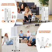 Load image into Gallery viewer, COSTWAY Oil Filled Radiator Heater, 1500W Portable Space Heater with 3 Heating Modes, Adjustable Thermostat, Tip-Over and Overheat Protection, Electric Oil Heaters for Indoor Use Home Office, White
