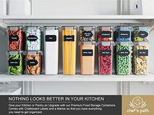 Load image into Gallery viewer, Airtight Food Storage Containers 14 Pack - Kitchen Pantry Organization and Storage, BPA-Free, Plastic Canisters with Durable Lids Ideal for Cereal, Flour &amp; Sugar - Includes Labels, Marker &amp; Spoon Set
