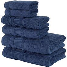 Load image into Gallery viewer, Qute Home Spa &amp; Hotel Towels 6 Piece Towel Set, 2 Bath Towels, 2 Hand Towels, and 2 Washcloths - Navy Blue

