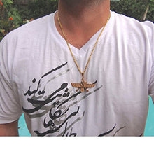 Load image into Gallery viewer, Asoodehdelan Large Double Sided Gold Pt Farvahar Necklace Iranian Gift Persian Iran Faravahar (18&quot; Chain)
