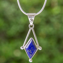 Load image into Gallery viewer, NOVICA Lapis Lazuli .925 Sterling Silver Pendant Necklace, 15.75" 'Spark of Blue'
