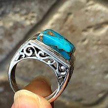 Load image into Gallery viewer, Gorgeous Blue Mohave Copper Turquoise 925 Sterling Silver Men&#39;s Ring Size 7, 8, 9, 10, 11, 12, 13
