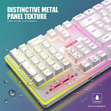 Load image into Gallery viewer, RedThunder K10 Wireless Gaming Keyboard, Rechargeable 3000mAh 2.4G LED Backlit Wireless Keyboard, Ergonomic Keyboard with Mechanical Feeling Keys for PC PS4 Xbox One Mac, Teclado Gamer, White
